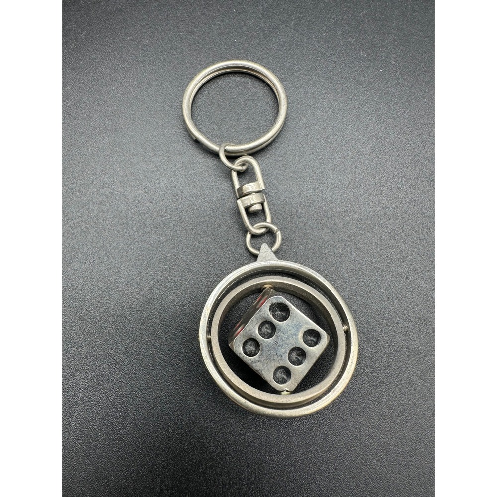 Oval LisVintage Spinning‎ Dice Keychain Double Ring Novelty Lucky Charm